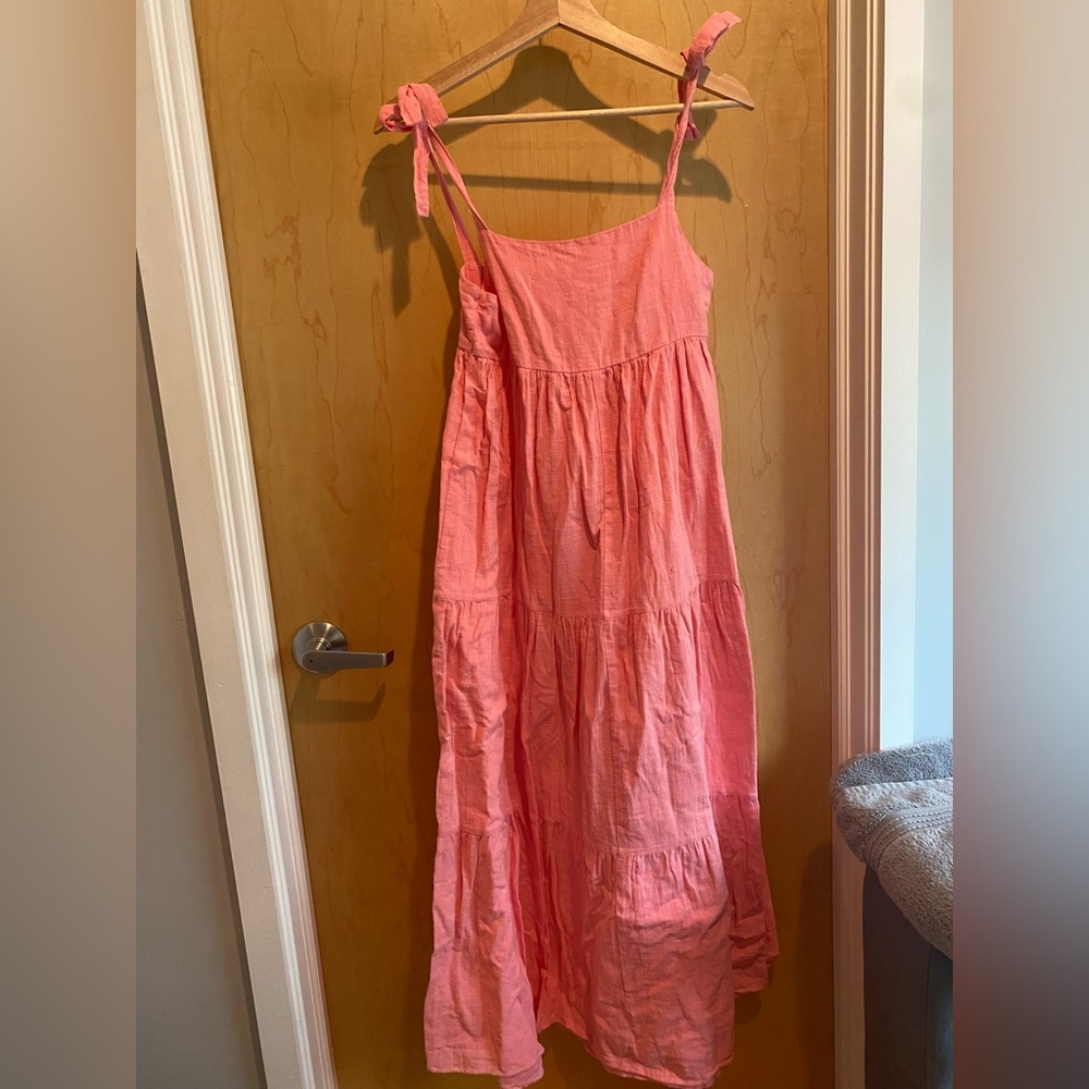 ZARA pink maxi dress tie shoulder